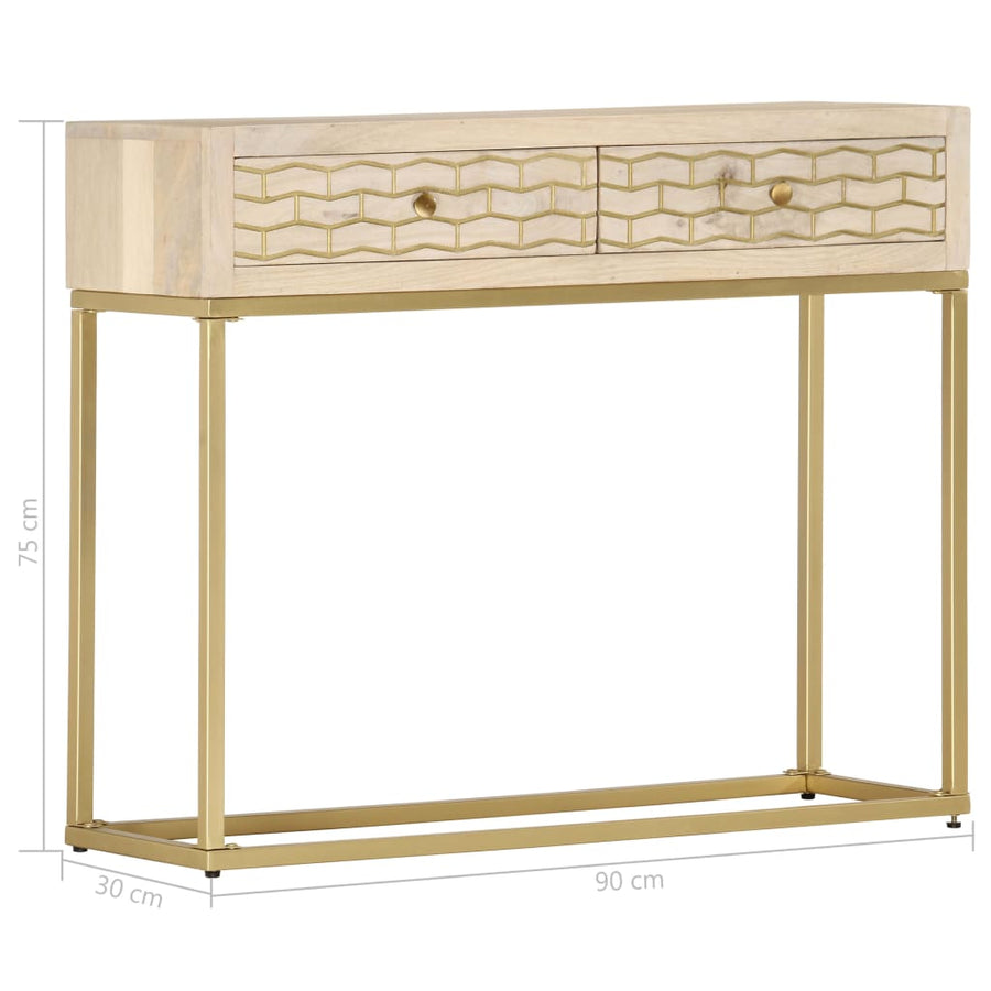 Wandtafel 90X30X75 Cm Massief Mangohout Kleurig Goud