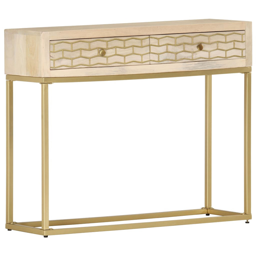 Wandtafel 90X30X75 Cm Massief Mangohout Kleurig Goud