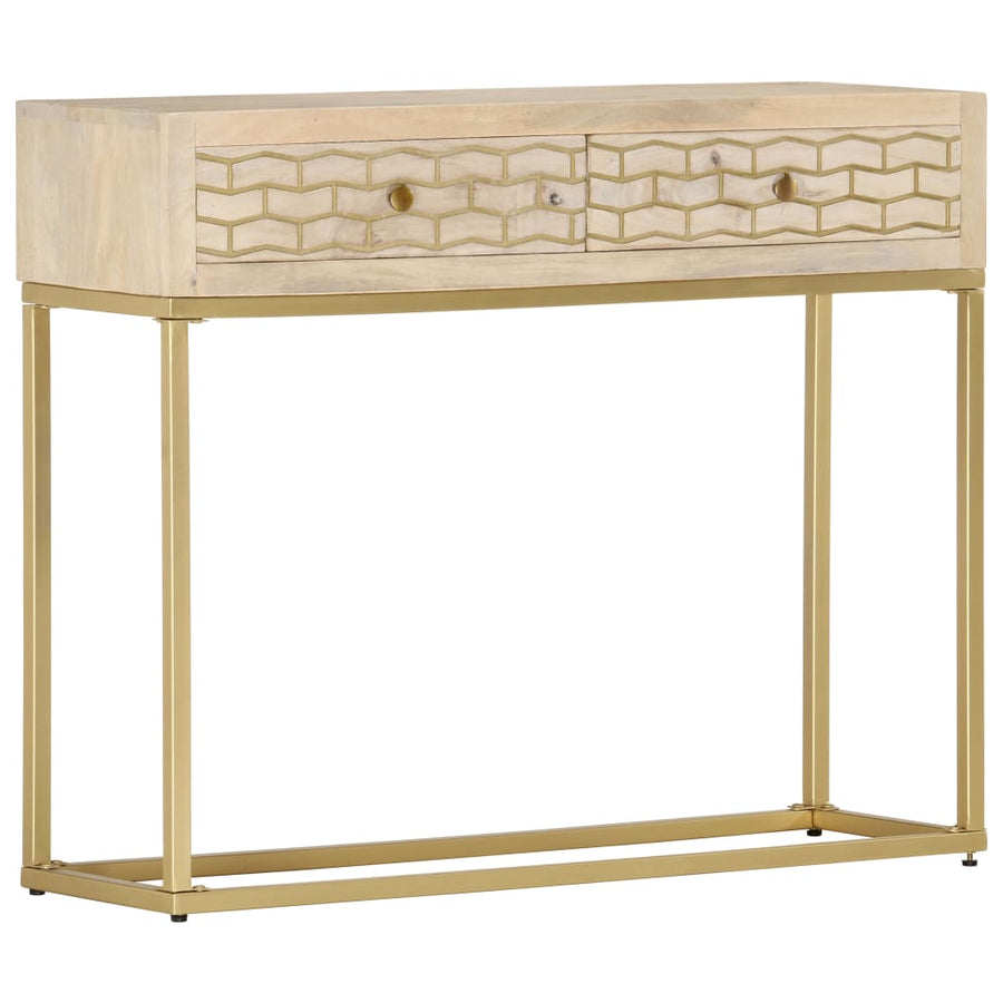 Wandtafel 90X30X75 Cm Massief Mangohout Kleurig Goud