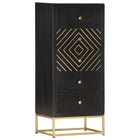 Ladekast 45x30x105 cm massief mangohout zwart goud