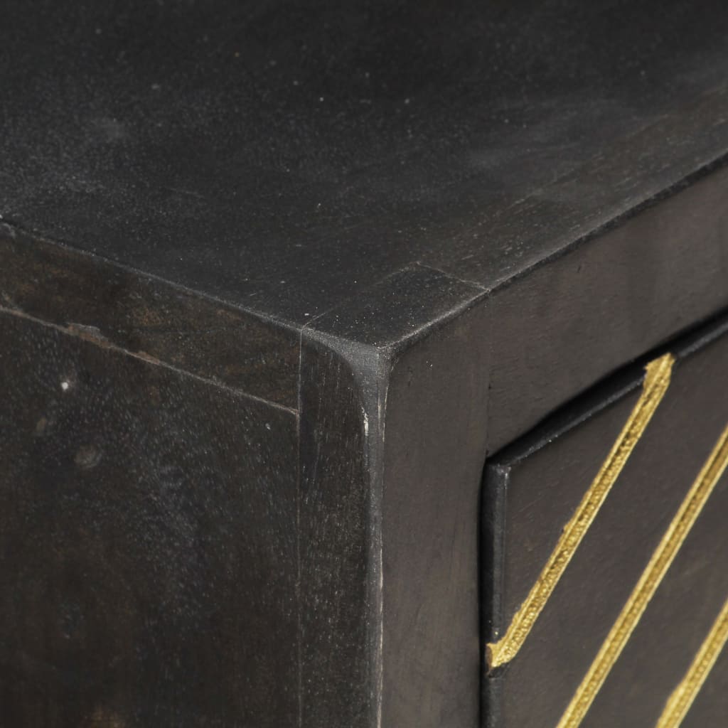 Wandtafel 90X30X75 Cm Massief Mangohout Kleurig Zwart en goud