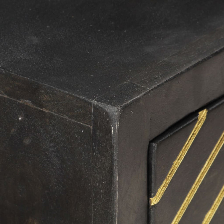Wandtafel 90X30X75 Cm Massief Mangohout Kleurig Zwart en goud
