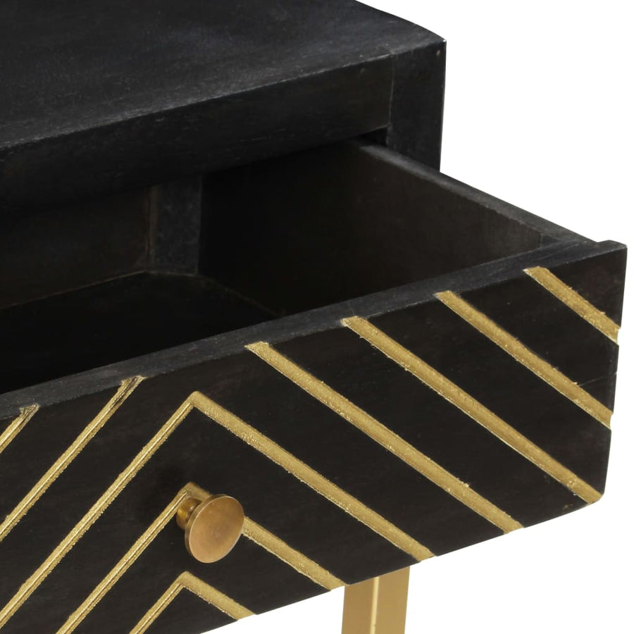 Wandtafel 90X30X75 Cm Massief Mangohout Kleurig Zwart en goud