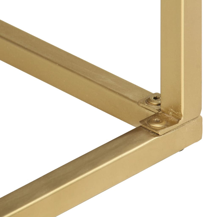 Wandtafel 90X30X75 Cm Massief Mangohout Kleurig Zwart en goud