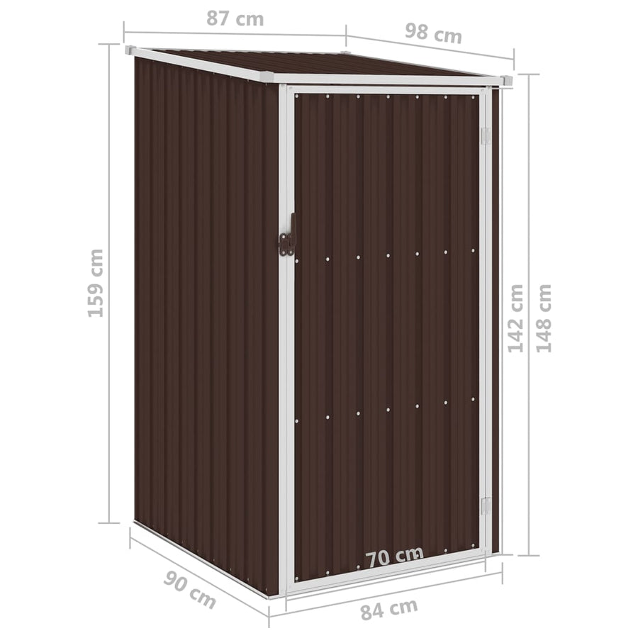 Tuinschuur 87X98X159 Cm Gegalvaniseerd Staal Bruin