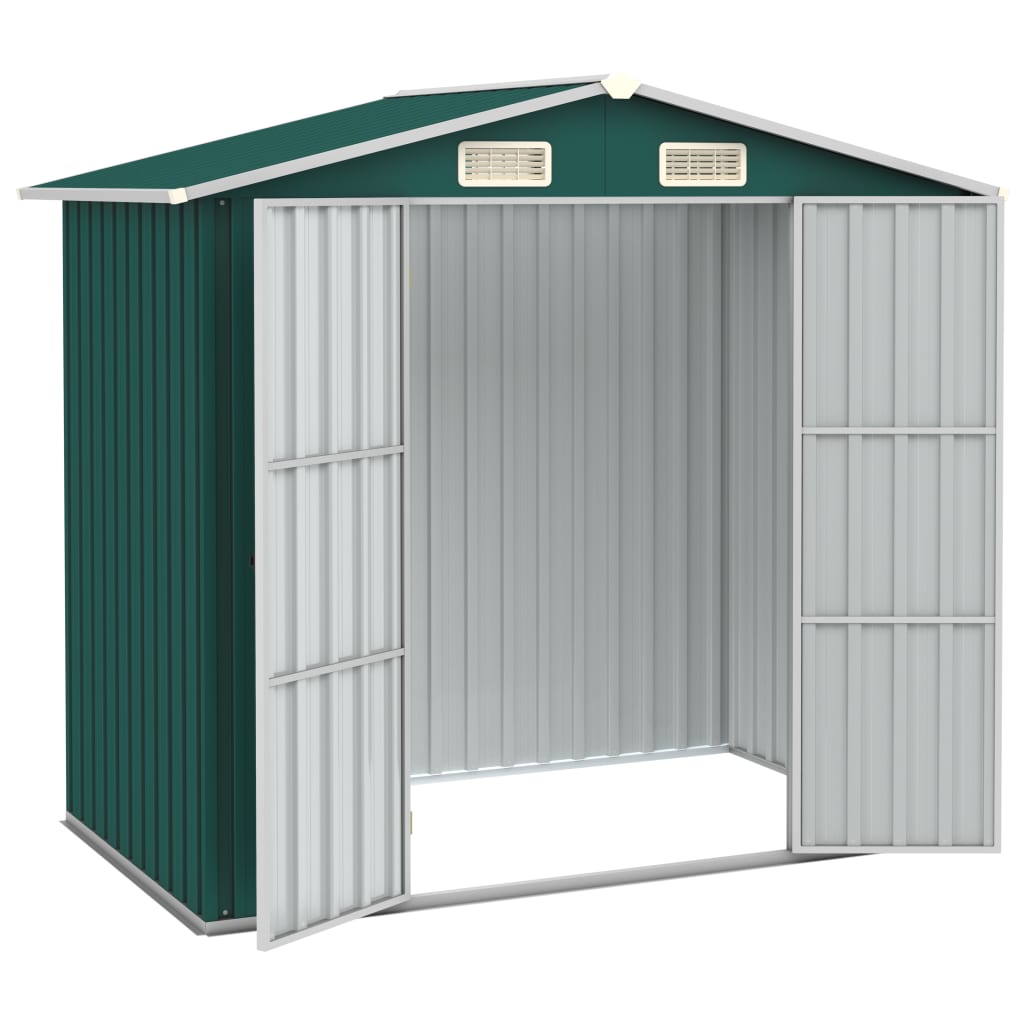 Tuinschuur 205x129x183 cm gegalvaniseerd staal groen Groen