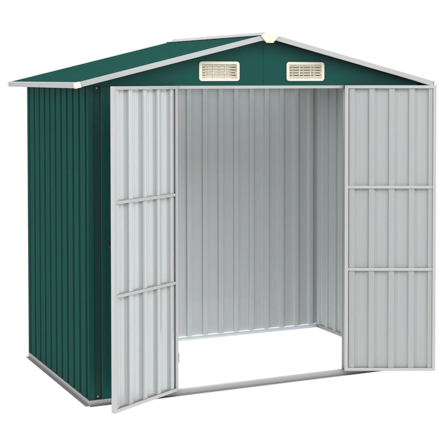 Tuinschuur 205x129x183 cm gegalvaniseerd staal groen Groen