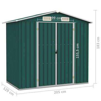 Tuinschuur 205x129x183 cm gegalvaniseerd staal groen Groen