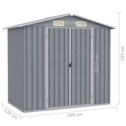 Tuinschuur 205x129x183 cm gegalvaniseerd staal grijs Grijs
