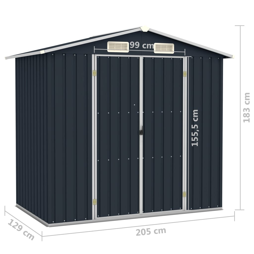 Tuinschuur 205x129x183 cm gegalvaniseerd staal antraciet Antraciet