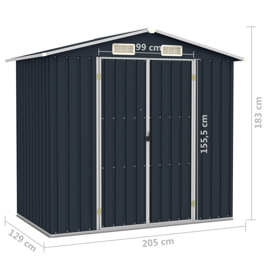 Tuinschuur 205x129x183 cm gegalvaniseerd staal antraciet Antraciet