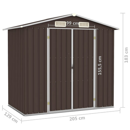 Tuinschuur 205X129X183 Cm Gegalvaniseerd Staal Bruin