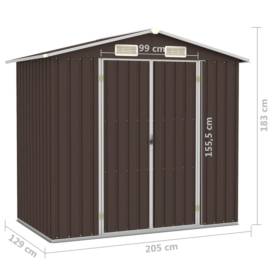 Tuinschuur 205X129X183 Cm Gegalvaniseerd Staal Bruin