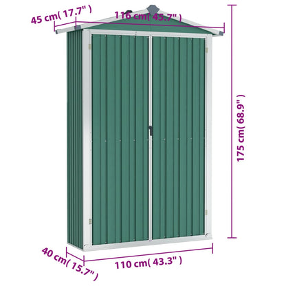 Tuinschuur 116X45X175 Cm Gegalvaniseerd Staal Groen