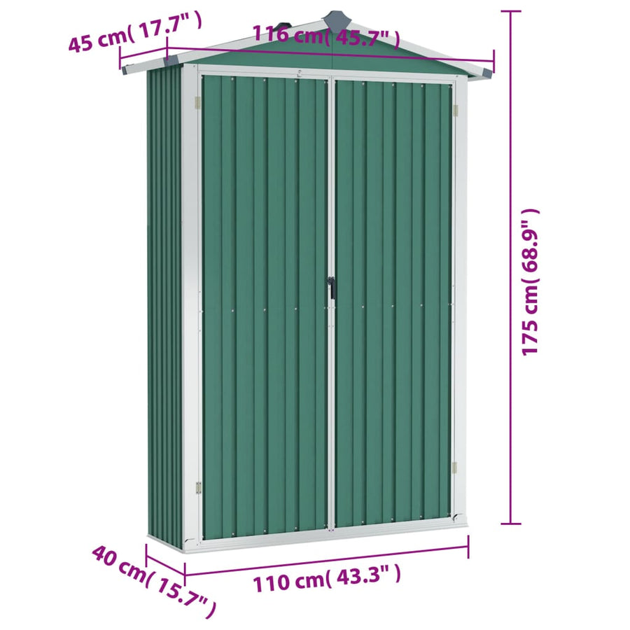 Tuinschuur 116X45X175 Cm Gegalvaniseerd Staal Groen