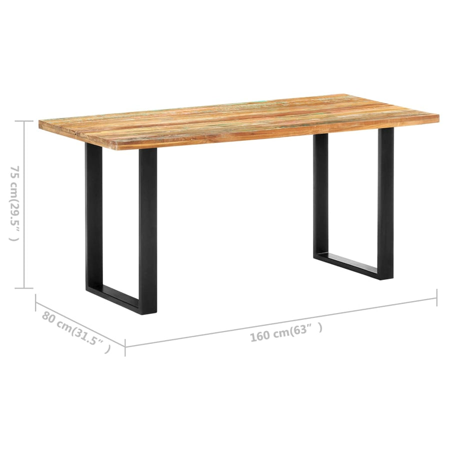 Eettafel 160x80x75 cm massief gerecycled hout