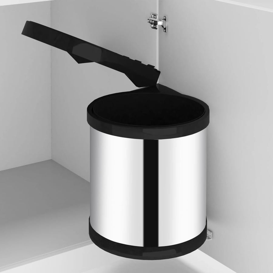Keukenvuilnisbak Inbouw 8 L Roestvrij Staal 26.5 x 26.5 cm Zwart en zilver