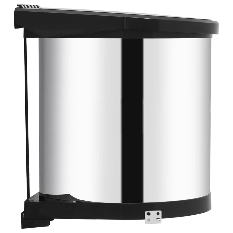 Keukenvuilnisbak inbouw 12 L roestvrij staal 26.5 x 29.5 cm Zwart en zilver