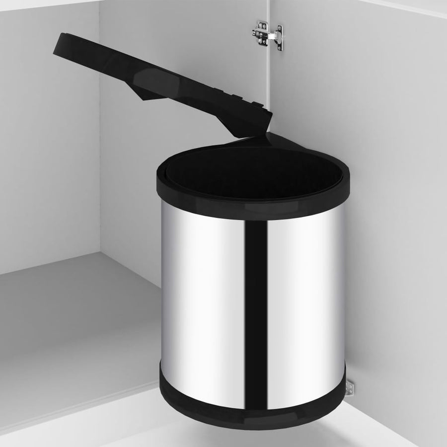 Keukenvuilnisbak inbouw 12 L roestvrij staal 26.5 x 29.5 cm Zwart en zilver