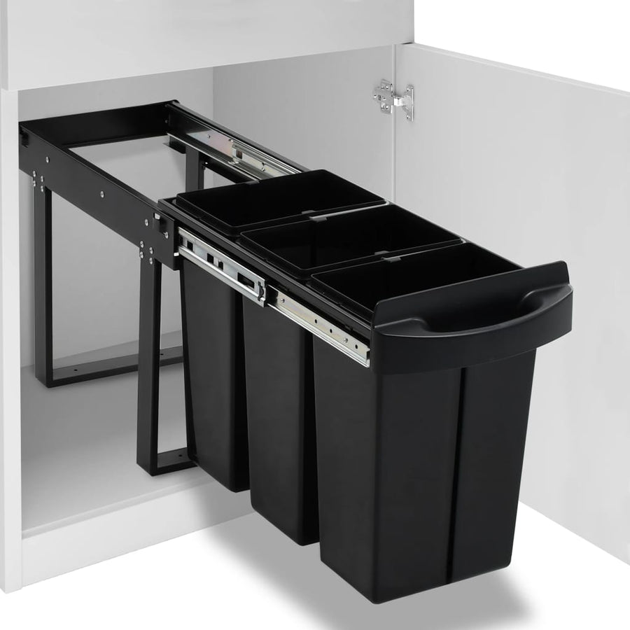 Inbouwprullenbak uittrekbaar soft-close 36 L 3 36 l 51.8 x 26 x 41.3 cm