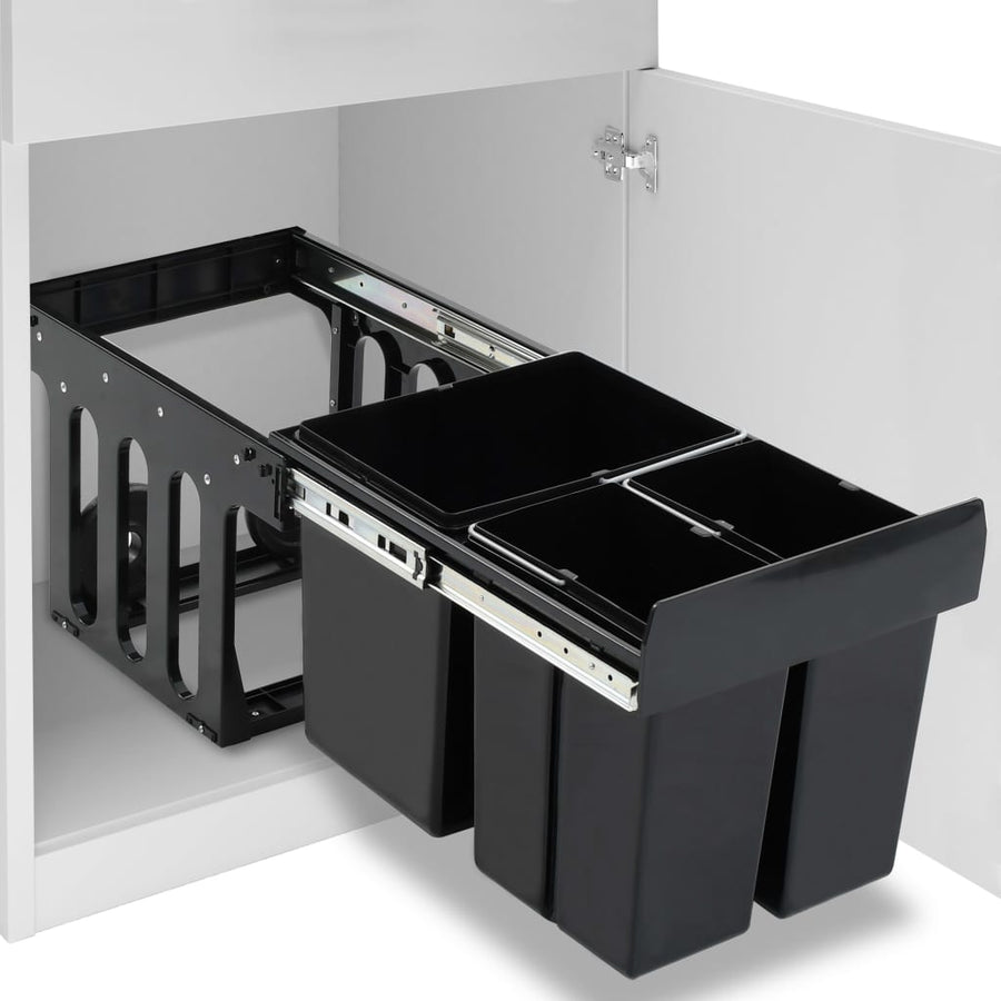 Inbouwprullenbak uittrekbaar soft-close 48 L 3 48 l 48 x 34.3 x 35.1 cm