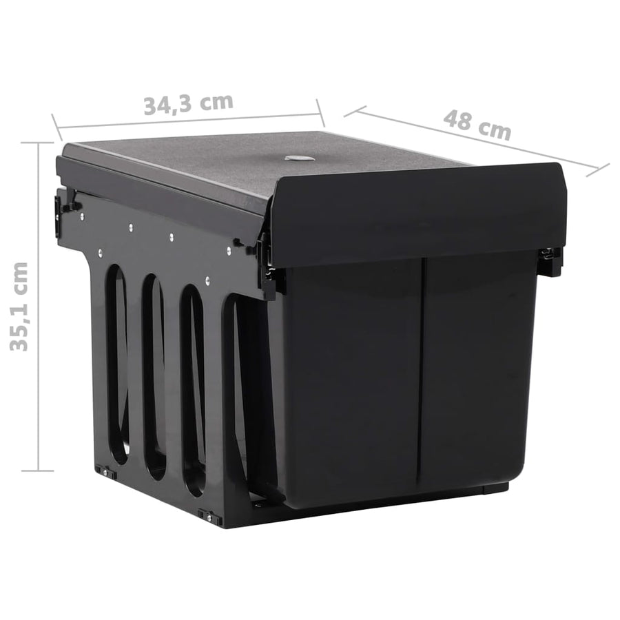 Inbouwprullenbak uittrekbaar soft-close 48 L 3 48 l 48 x 34.3 x 35.1 cm