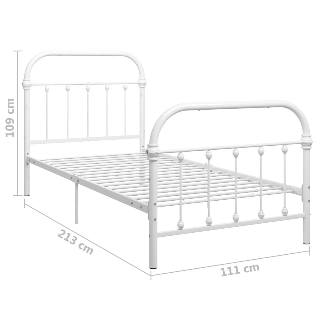 Bedframe Metaal 100 x 200 cm Wit