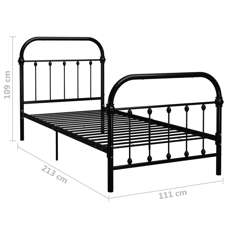 Bedframe Metaal 100 x 200 cm Zwart