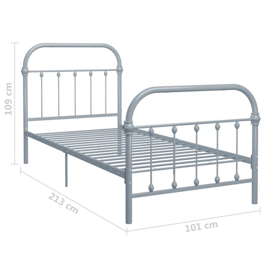 Bedframe Metaal 90 x 200 cm Grijs