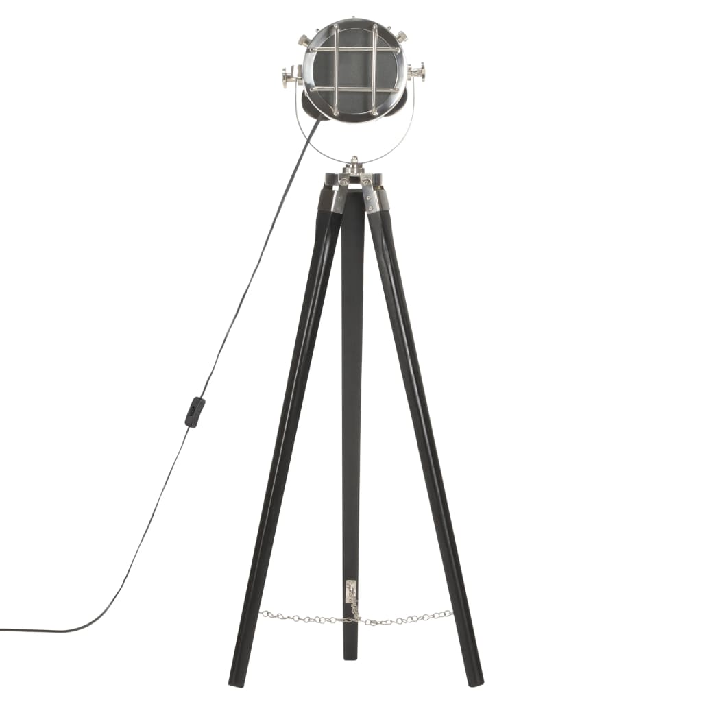 Vloerlamp Driepoot 97 Cm Massief Mangohout Zwart