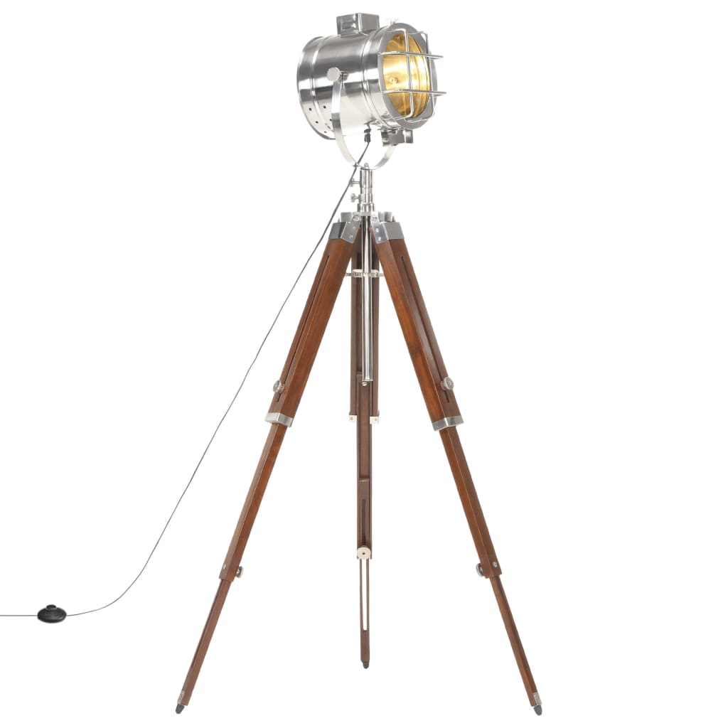 Vloerlamp Driepoot 165 Cm Massief Mangohout Zilver