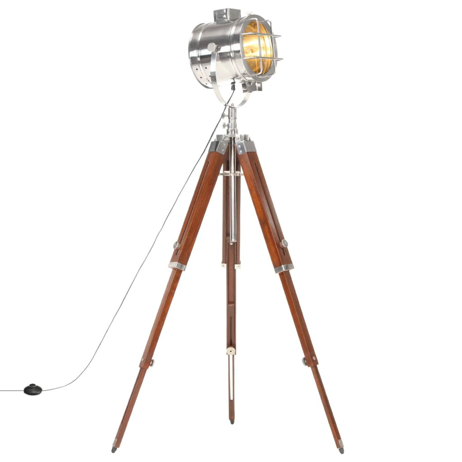 Vloerlamp Driepoot 165 Cm Massief Mangohout Zilver