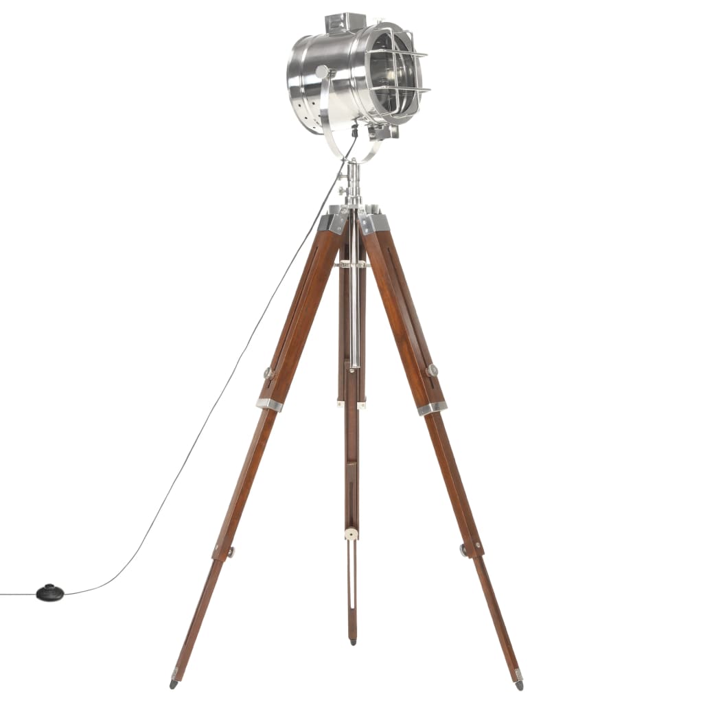 Vloerlamp Driepoot 165 Cm Massief Mangohout Zilver