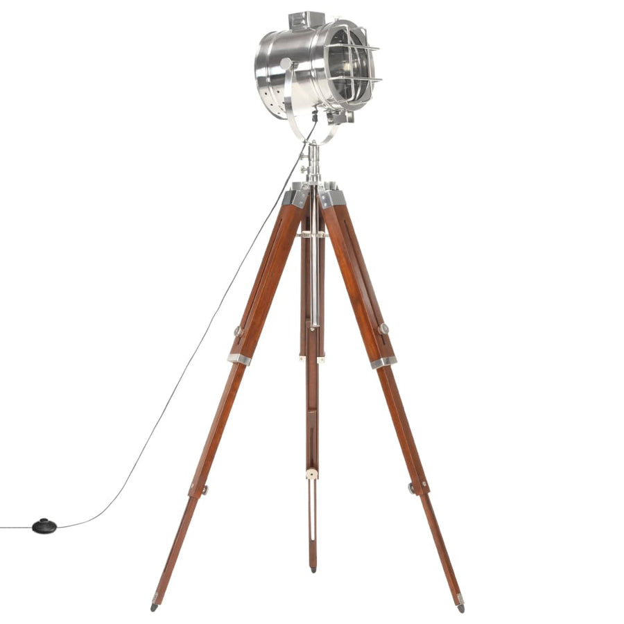 Vloerlamp Driepoot 165 Cm Massief Mangohout Zilver