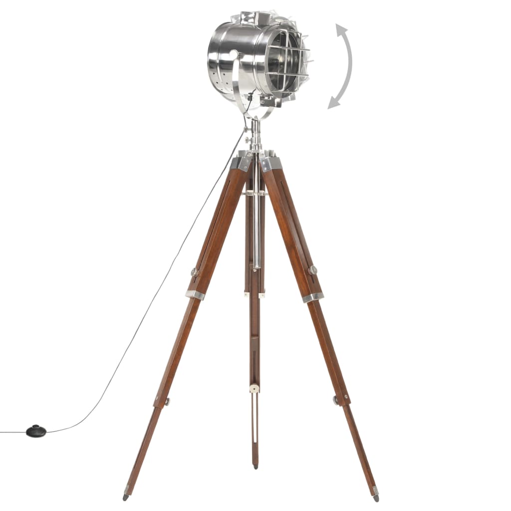 Vloerlamp Driepoot 165 Cm Massief Mangohout Zilver
