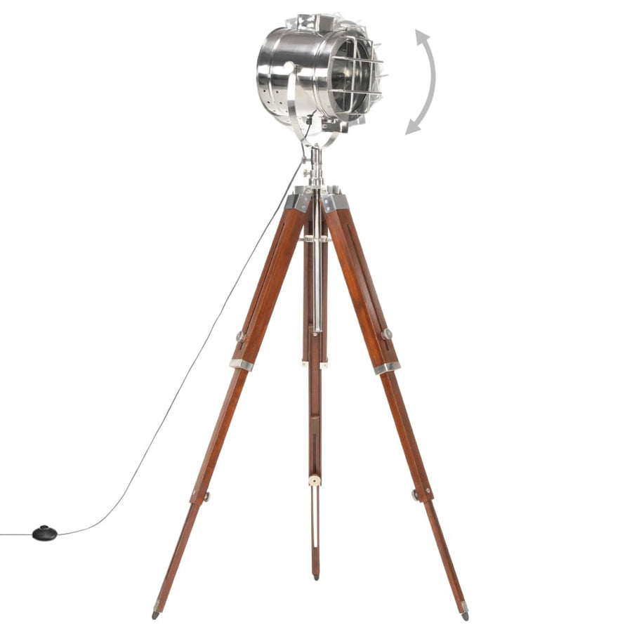 Vloerlamp Driepoot 165 Cm Massief Mangohout Zilver