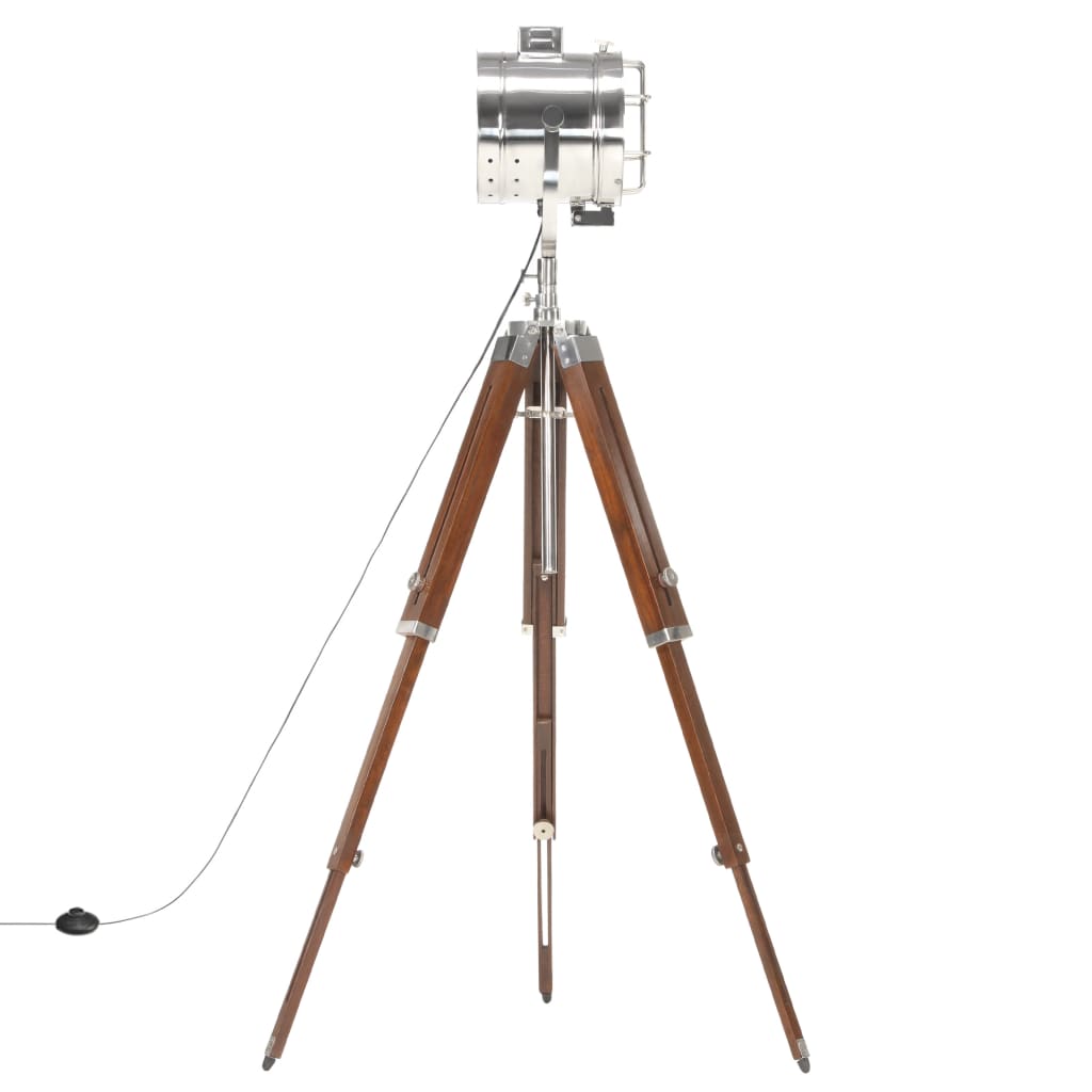 Vloerlamp Driepoot 165 Cm Massief Mangohout Zilver