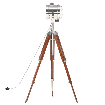 Vloerlamp Driepoot 165 Cm Massief Mangohout Zilver