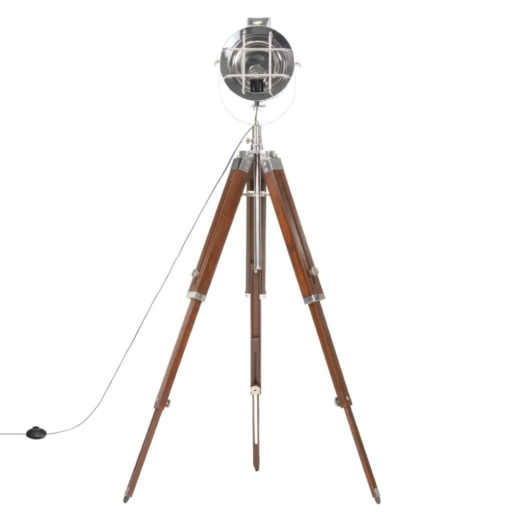 Vloerlamp Driepoot 165 Cm Massief Mangohout Zilver