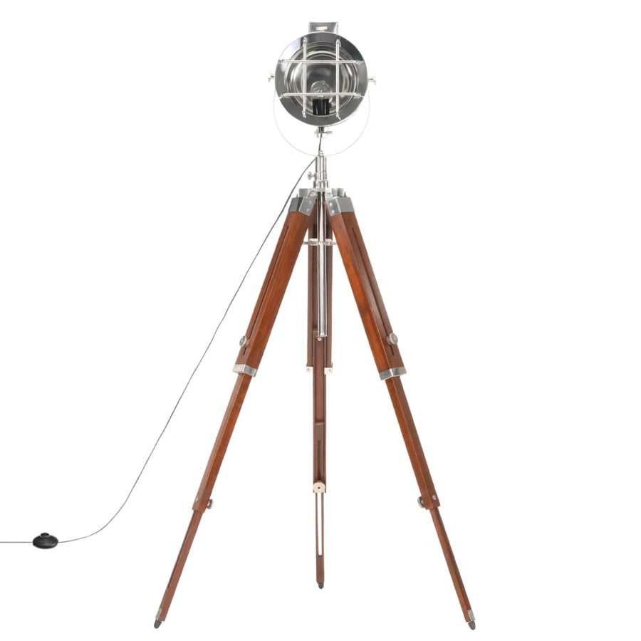 Vloerlamp Driepoot 165 Cm Massief Mangohout Zilver