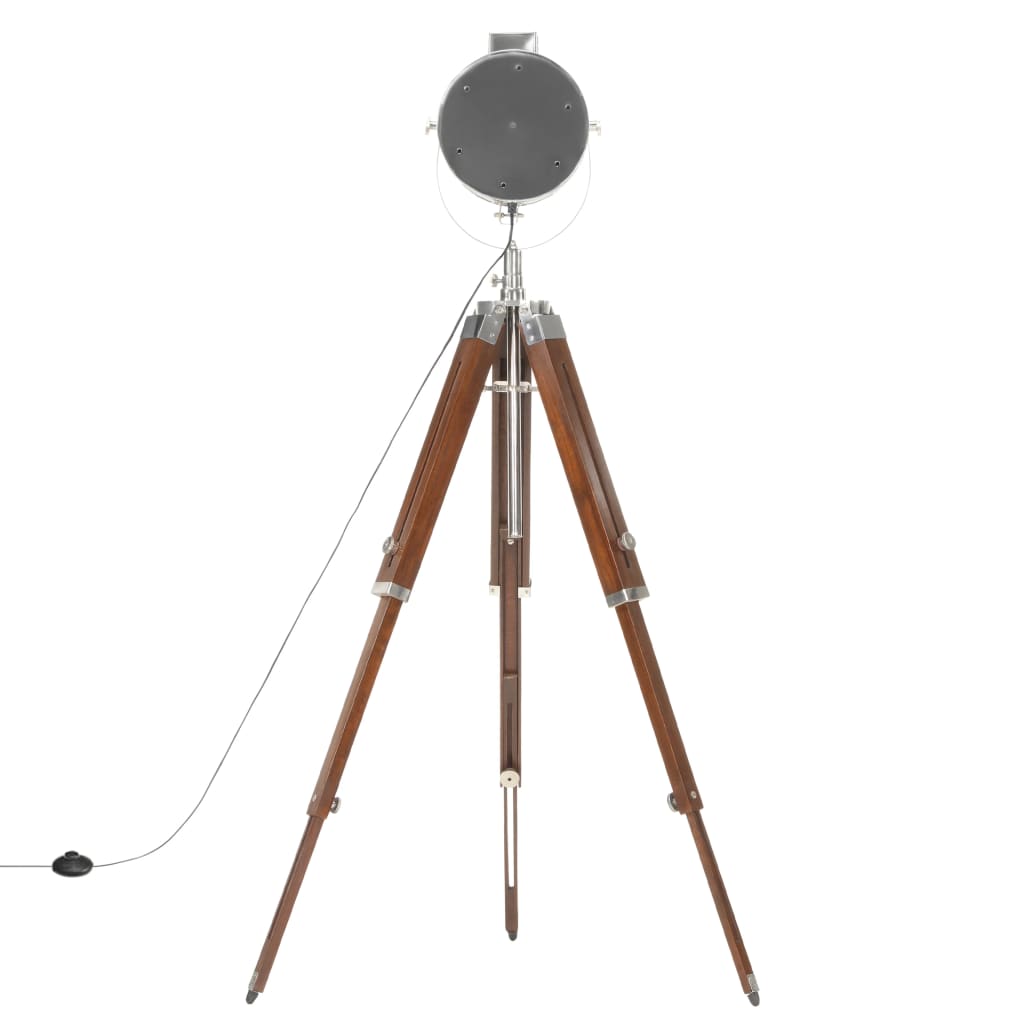 Vloerlamp Driepoot 165 Cm Massief Mangohout Zilver