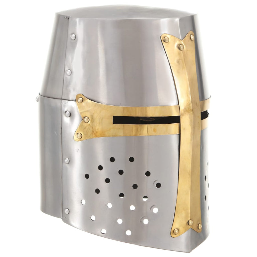 Kruisvaardershelm Middeleeuws Replica Larp Staal Zilverkleurig model 23