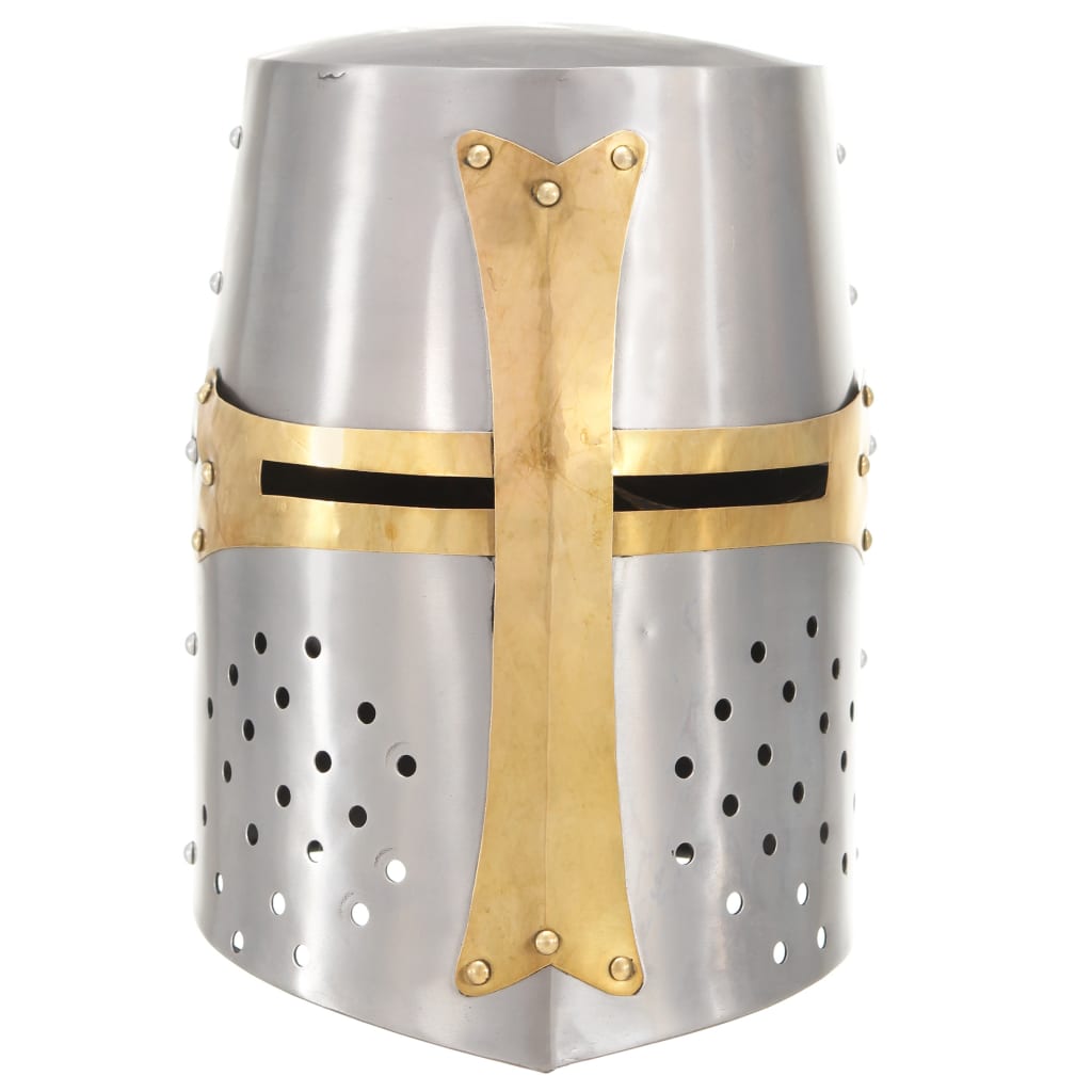 Kruisvaardershelm Middeleeuws Replica Larp Staal Zilverkleurig model 23