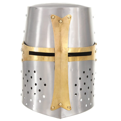 Kruisvaardershelm Middeleeuws Replica Larp Staal Zilverkleurig model 23