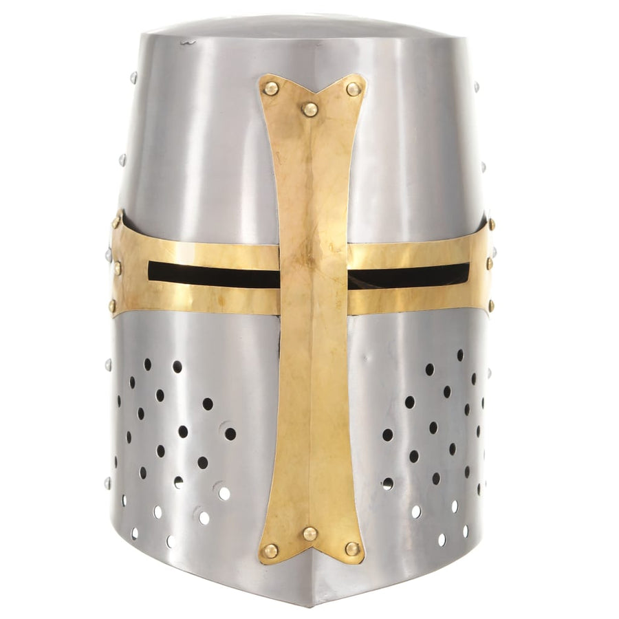 Kruisvaardershelm Middeleeuws Replica Larp Staal Zilverkleurig model 23