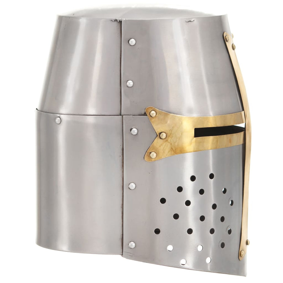 Kruisvaardershelm Middeleeuws Replica Larp Staal Zilverkleurig model 23