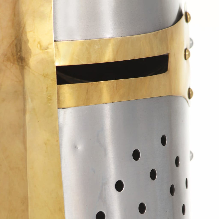 Kruisvaardershelm Middeleeuws Replica Larp Staal Zilverkleurig model 23