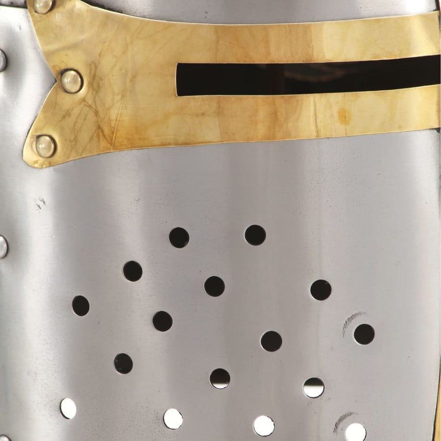 Kruisvaardershelm Middeleeuws Replica Larp Staal Zilverkleurig model 23
