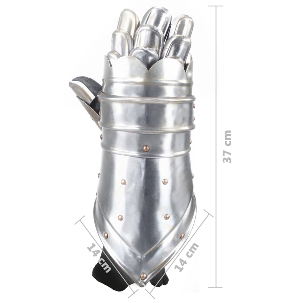 Ridderhandschoenen Middeleeuws Replica Larp Staal Zilverkleurig