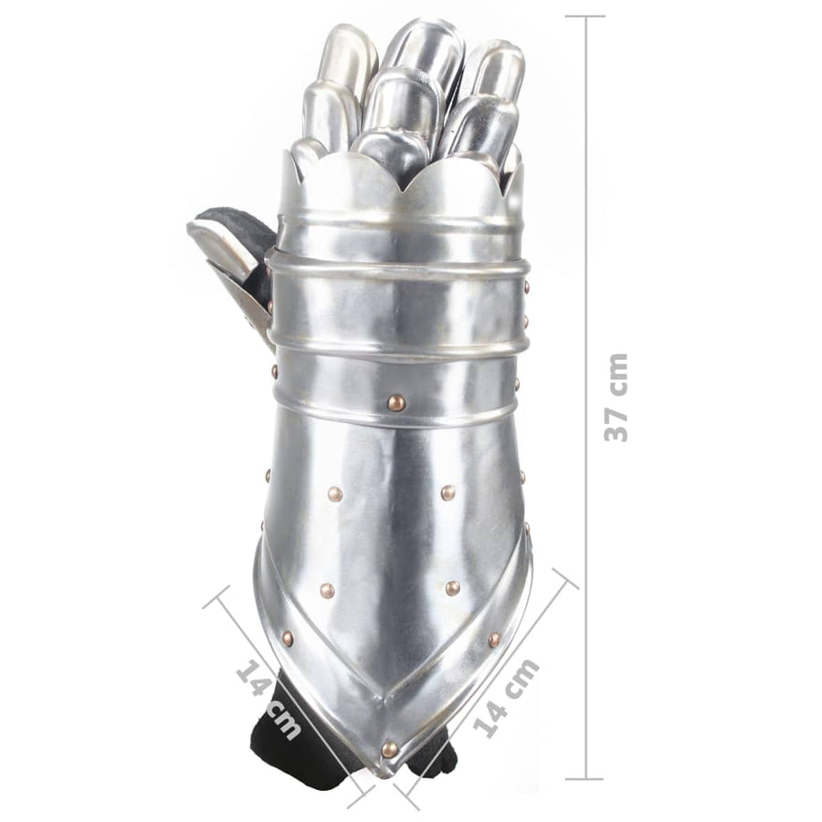 Ridderhandschoenen Middeleeuws Replica Larp Staal Zilverkleurig